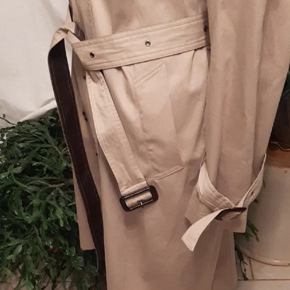 NWT Badgley💝Mischka DOUBLE BREASTED Classic Tan Trench Coat Sz L - Picture 5 of 16